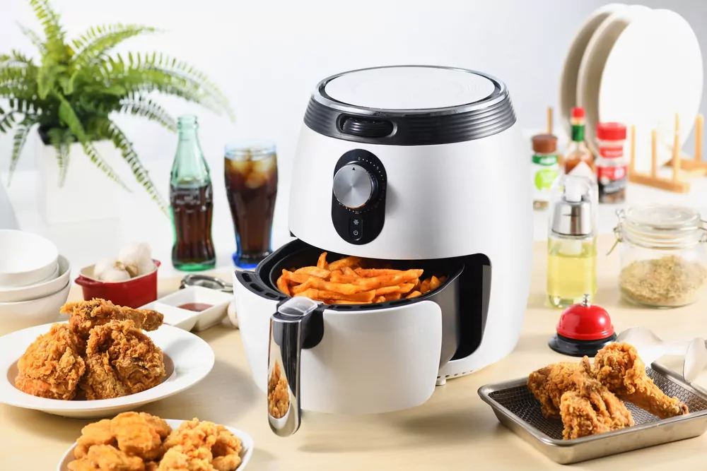 air fryer with different food items