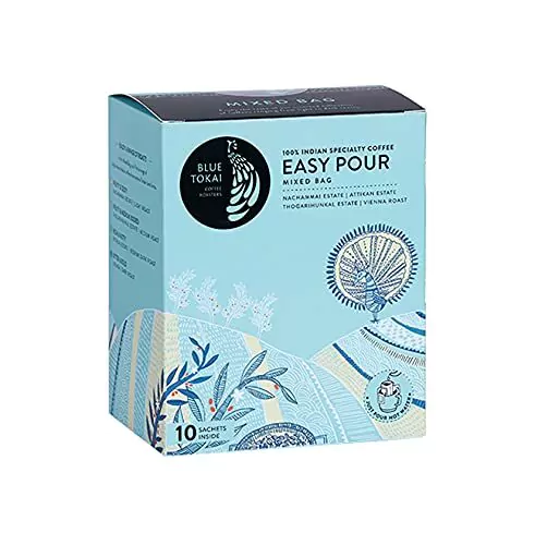 Easy Pour (Light to Dark Roast) from Blue Tokai | Mixed Bag | Pack of 10 sachets - Carry anywhere |100% Arabica Specialty Coffee | Just add hot water- Brew in 2 mins