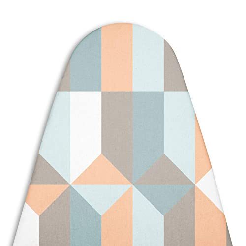 Encasa Homes Ironing Board Cover with 4mm Extra Thick Felt Pad for Steam Press - Blocks - (Fits Standard Large Boards of 125 x 39 cm) Elastic Fitting, Heat Reflective, Protective