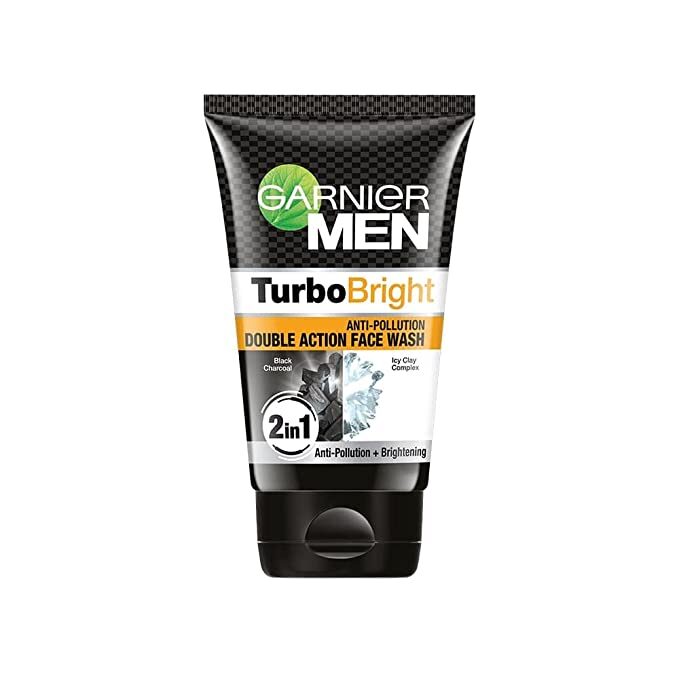 Garnier Men, Face Wash, Brightening & Anti-Pollution, TurboBright Double Action, 100 g