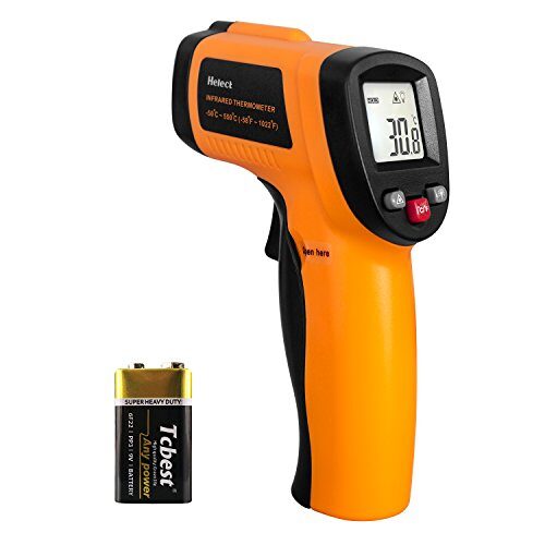 Helect Non-Contact Digital Laser Infrared Thermometer Temperature Gun with LCD Display -58°F to 1022°F (-50°C to 550°C), Orange