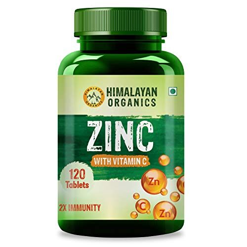 Himalayan Organics Zinc Citrate Vitamin C & Alfalfa Supplement | Powerful Antioxidant | Healthy Immune System | Good For Eye Health | Naturally Glowing Skin - 120 Veg Tablets
