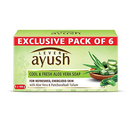 Lever Ayush Cool & Fresh Aloe Vera Soap, 100 g (Pack of 6)