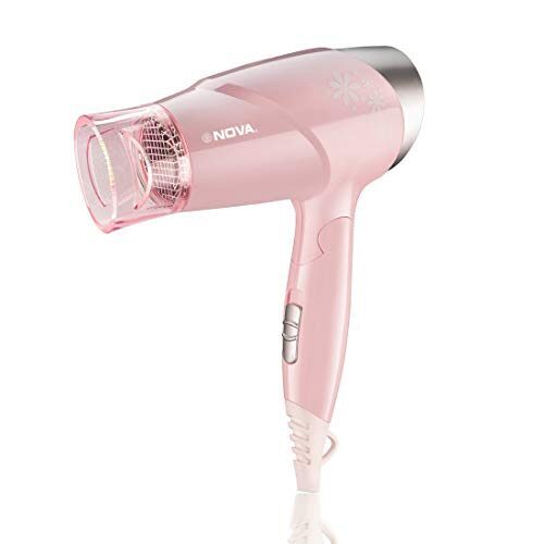 Nova NHP 8202 Premium 1400 Watts Hot and Cold Foldable Hair Dryer for Women (Pink)