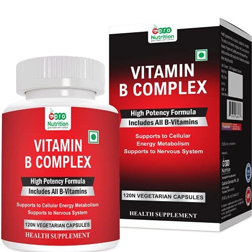 ProNutrition B Complex Vitamins - ALL Including B12, B1, B2, B3, B5, B6, B7, B9, Folic Acid Vitamin Supplement for Stress, Energy and Healthy Immune System 120 Veg capsules, 120 Count (Pack of 1)