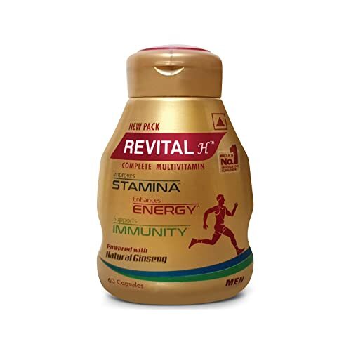 Revital H for Men with Multivitamins, Calcium, Zinc & Natural Ginseng for Daily Immunity Strong Bones, and Enhances Energy Level - 60 Capsules