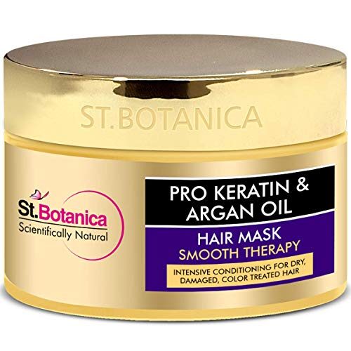 St.Botanica Pro Keratin and Argan Oil Hair Mask 200ml with Pro Keratin & Argan Oil For Smooth, Conditioned & Frizz Free Hair | Cruelty Free & Vegan | Paraben Free