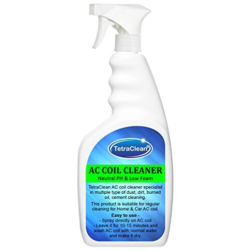 Tetraclean Foam Less AC Coil Cleaner | Neutral PH AC Coil Cleaner | Air Conditioner Coil Cleaner Liquid Instant AC Coil Cleaning Agent (Less Foam) in Spray Bottle / 500ml