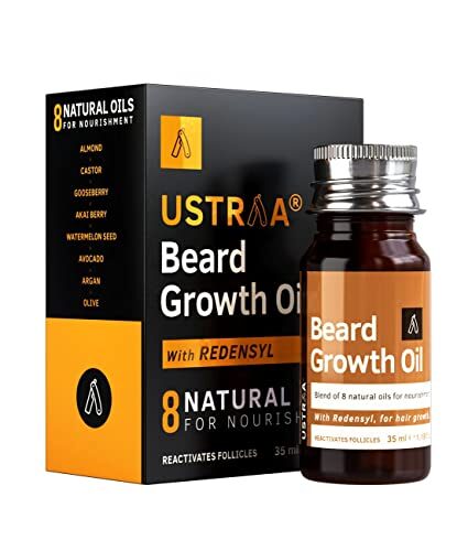 Ustraa Beard Growth Oil - 35ml - More Beard Growth, With Redensyl, 8 Natural Oils including Jojoba Oil, Vitamin E, Nourishment & Strengthening, No Sulphates, No Parabens, No Silicone, No Mineral Oil