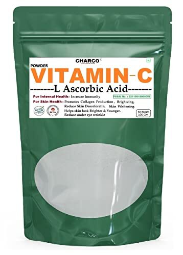 Vitamin C Powder (L-Ascorbic Acid ) 100 Gm (0.22 lbs) For Immunity Booster, For Serum Making, Anti Ageing Beauty Formulations, Lotion Making, & DIY Personal Care For Face, Skin & Body -- by CHARCO - Skin To Internal Health®