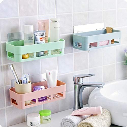 finebasket (LABEL) Plastic Multipurpose Kitchen Bathroom Shelf ,Glossy Finish,Set Of 1,Multicolour