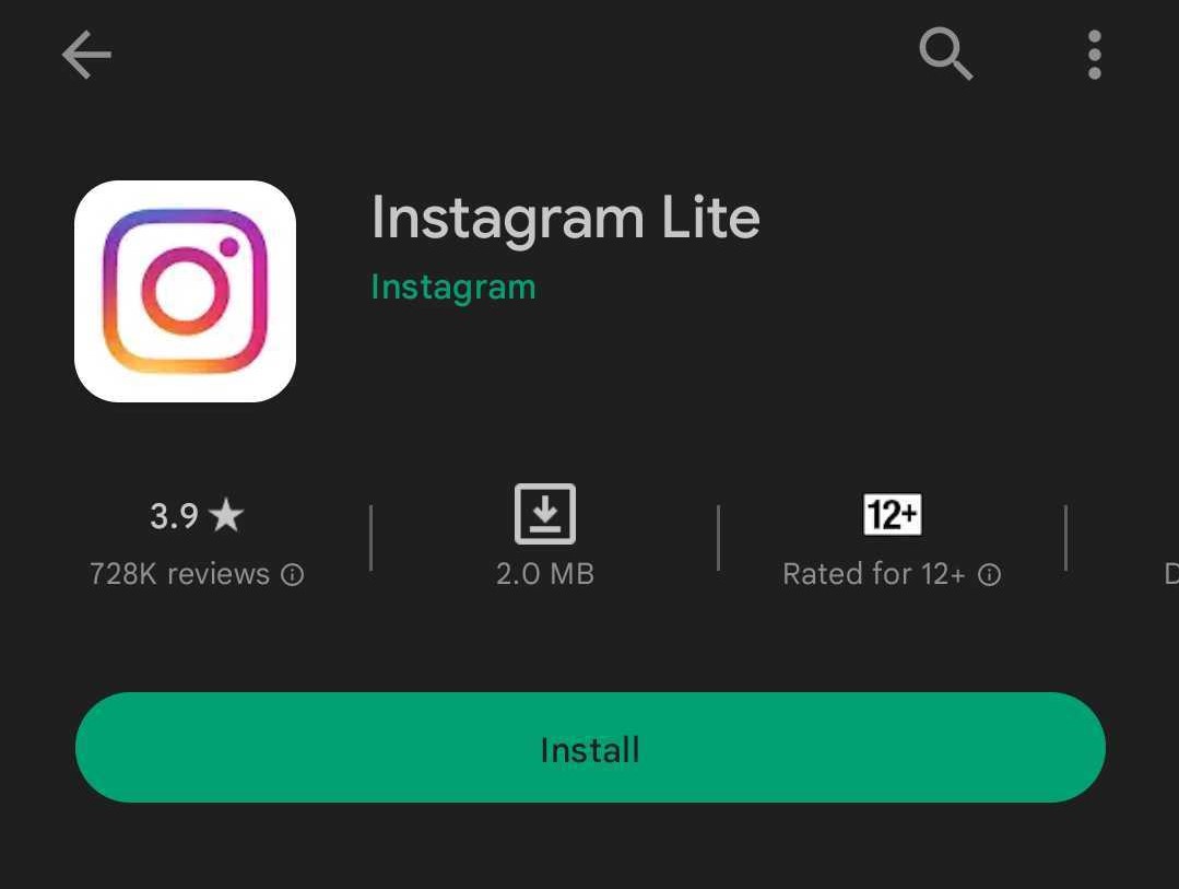 instagram lite app on android