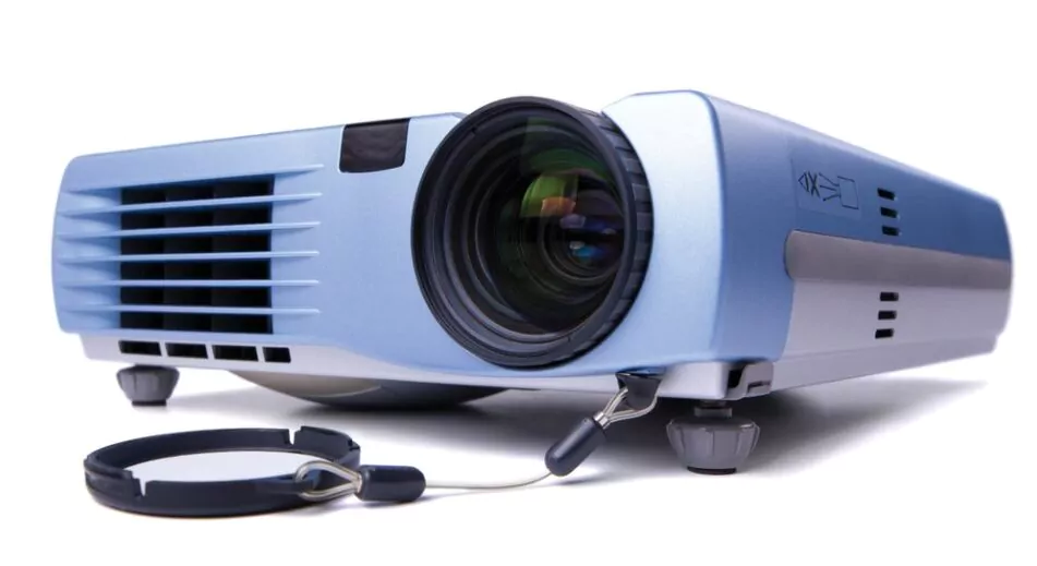 silver colored dlp projector