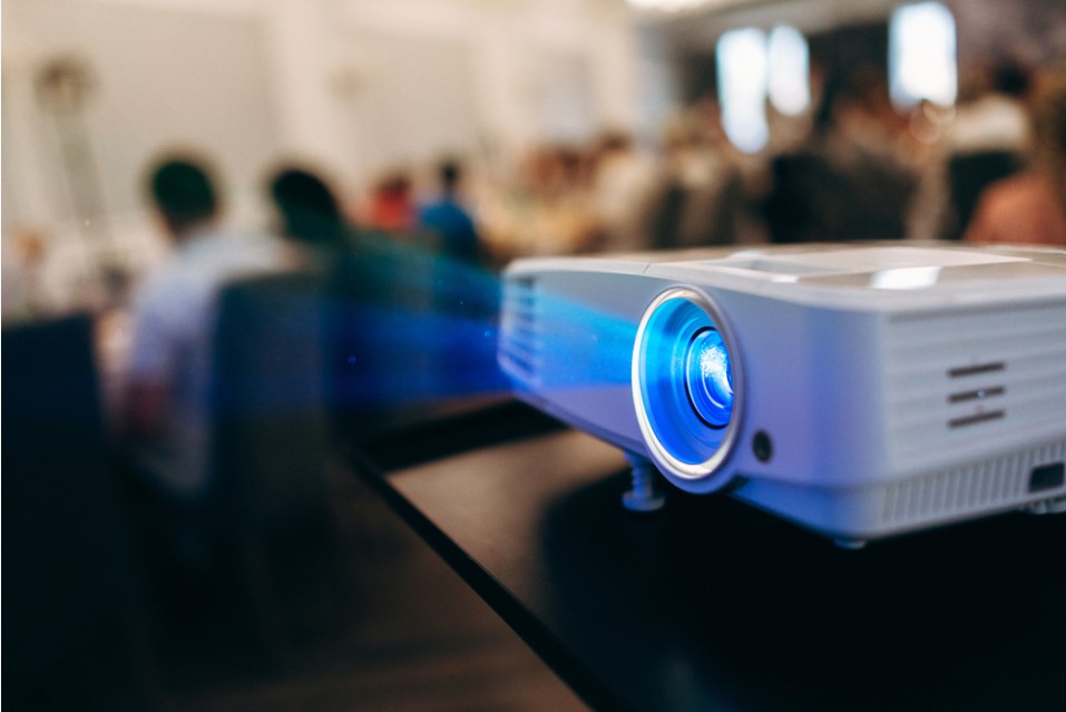 a white colored lcd projector