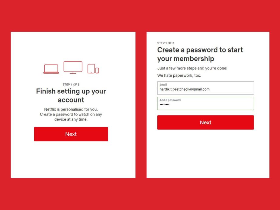 sign up and setting an account in netflix