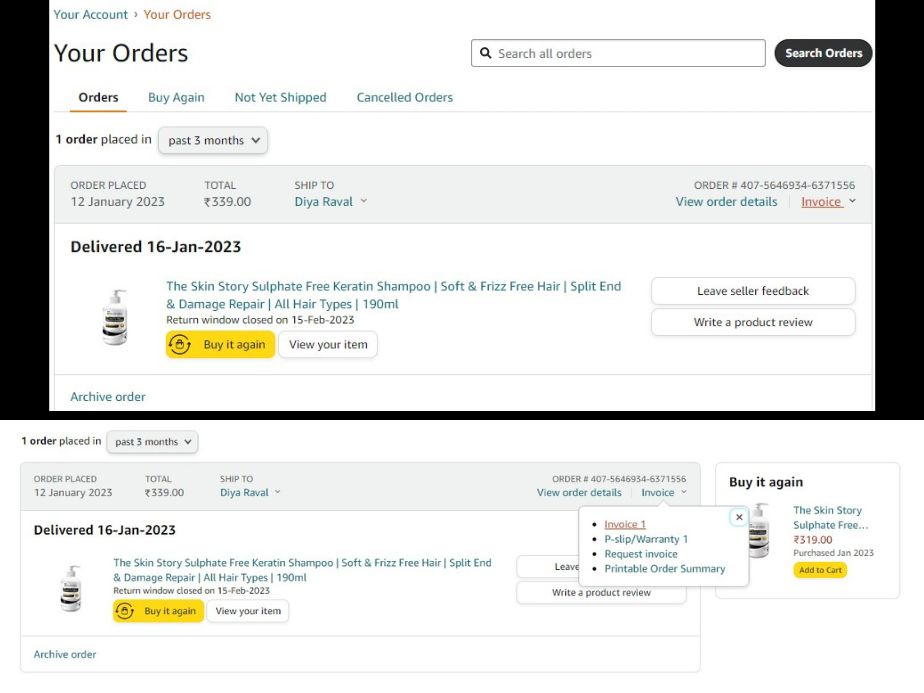 download invoice from amazon
