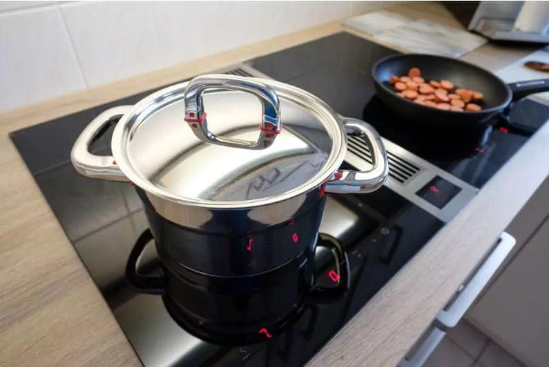 cookware placed on the induction stove