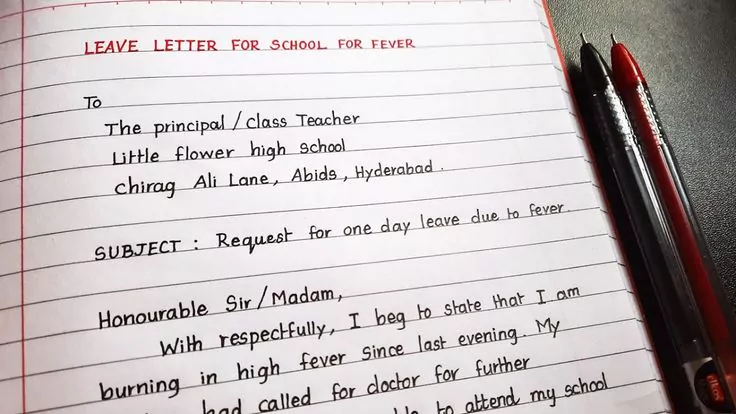 leave letter for fever to teacher