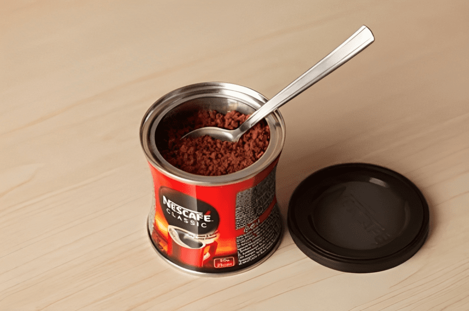 an open can of nescafe classic instant coffee