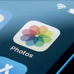 closeup of the photos app for ios seen on an iphone