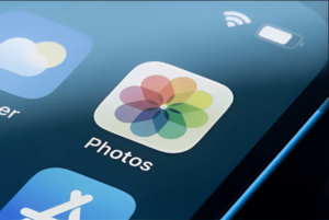 closeup of the photos app for ios seen on an iphone