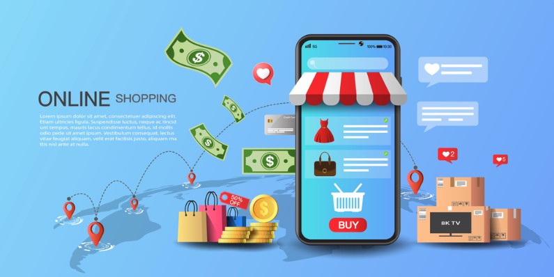 online shopping on application and website concept