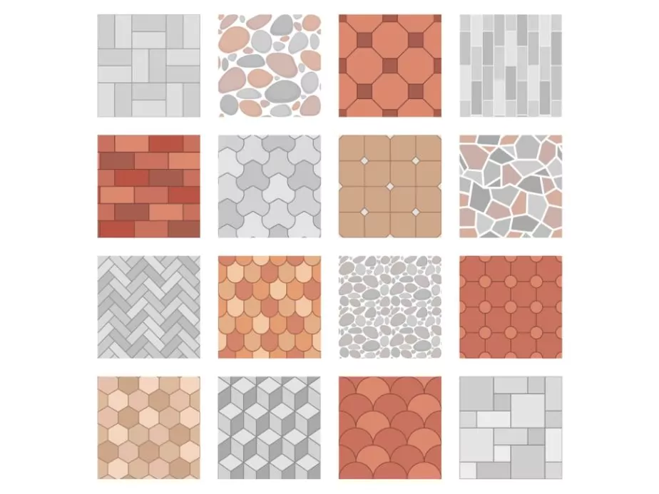 different tile layouts and textures