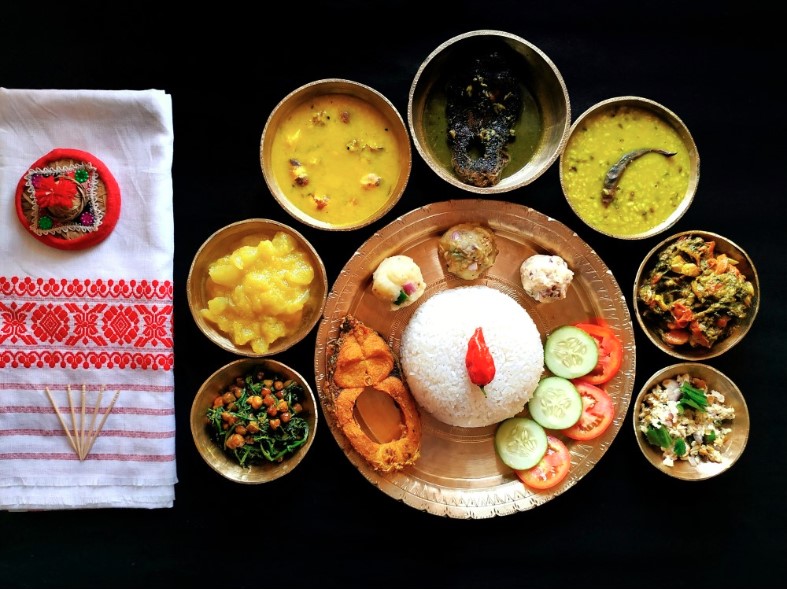 an assamese platter with ethnic cuisines of assam