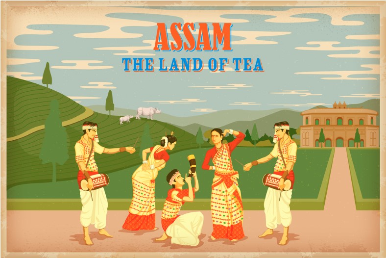 illustration depicting the culture of assam