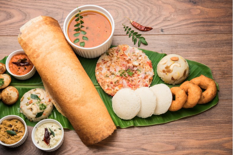 south indian food like masala dosa uttapam idly vada sambar appam