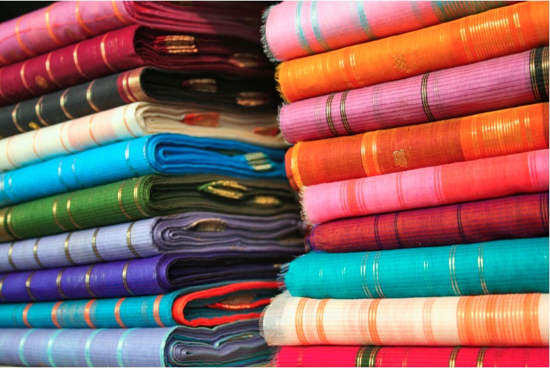 maheshwari sarees in a textile shop