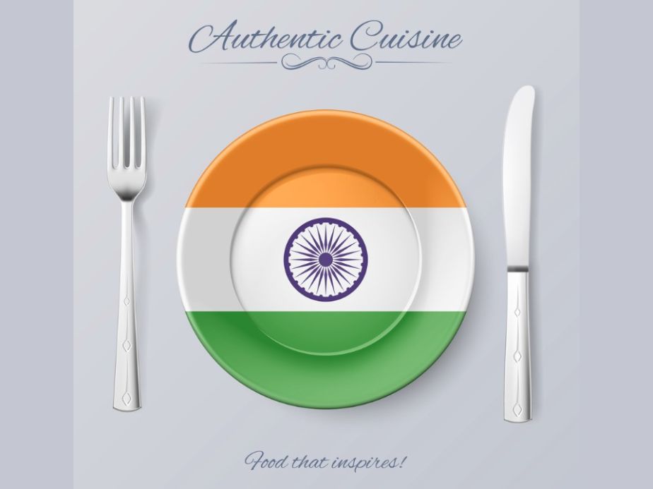 plate with indian flag and cutlery
