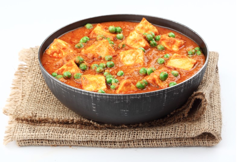 traditional vegetarian curry paneer matar sabji masala
