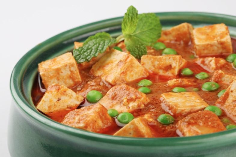 traditional vegetarian curry matar paneer sabji
