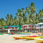 palolem beach southern goa india colourful seafront bungalows landscape
