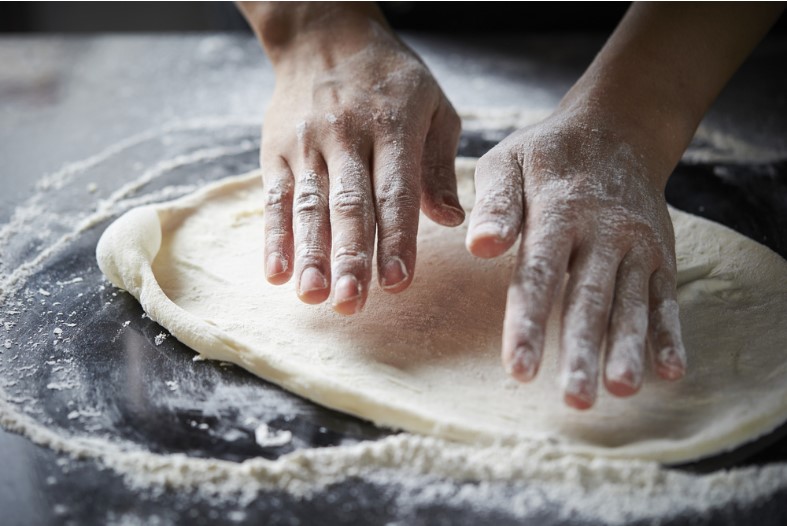 making of pizza dough