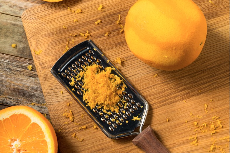 raw organic orange zest ready to cook with