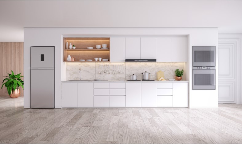 an empty modern kitchen white