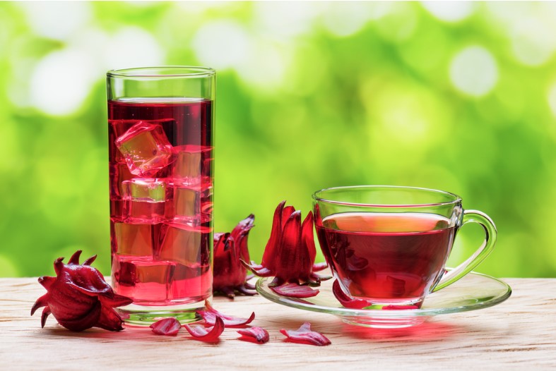 cup of hot hibiscus tea