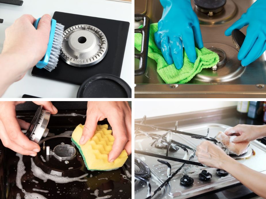 steps for cleaning a gas stove