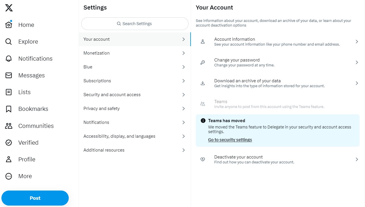 notifications option under settings and privacy menu in twitter