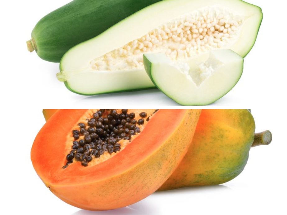 raw papaya vs ripe papaya