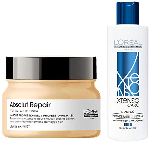 L'Oréal Professionnel Absolut Repair Hair Mask, Serie Expert, 250Gm & L'Oréal Professionnel Xtenso Care Shampoo 250 Ml, For Straightened Hair