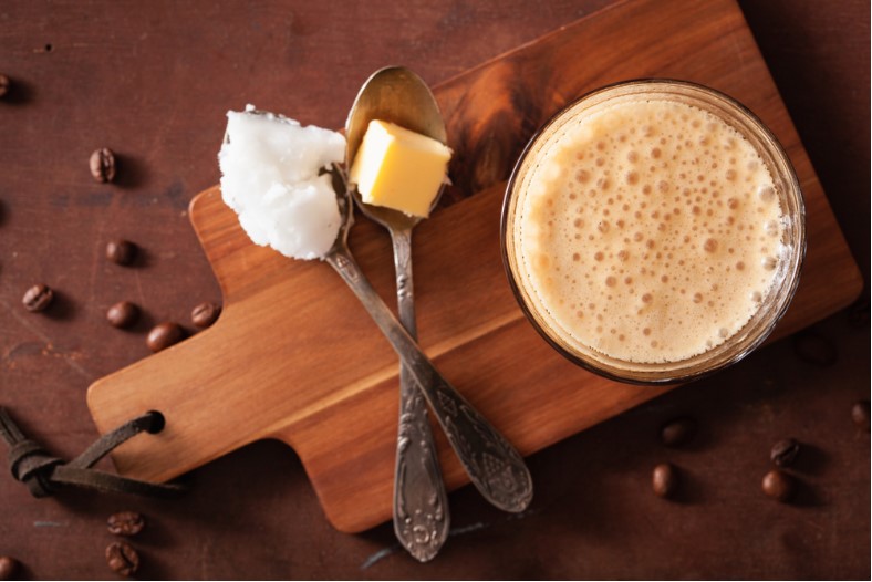 bulletproof coffee keto paleo drink blended with butter and coconut oil
