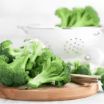 fresh broccoli on white background closeup