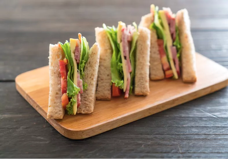 vegetable sandwich on wood background