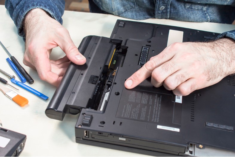 removing the battery from a laptop
