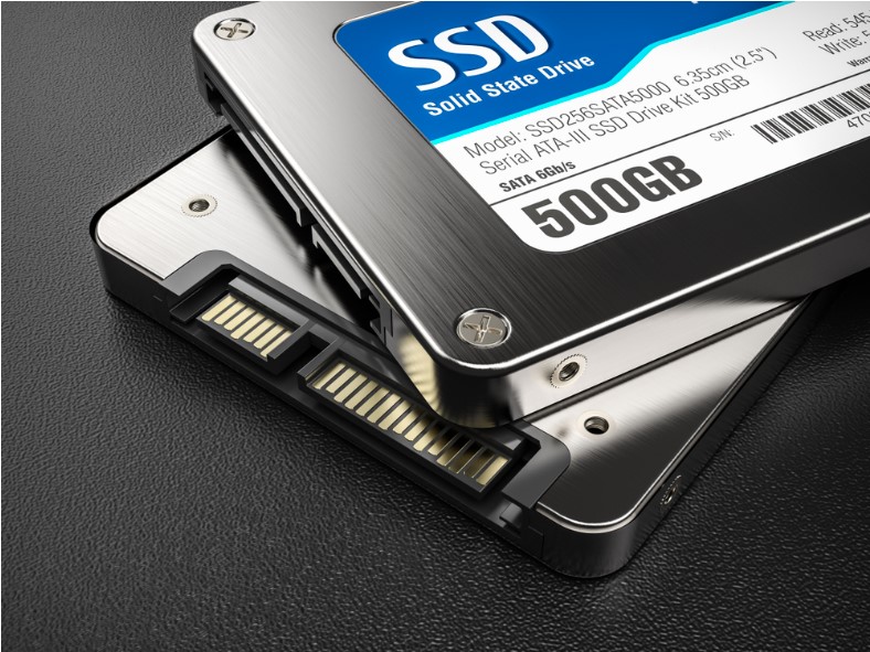 closeup group of ssd on background 3d render