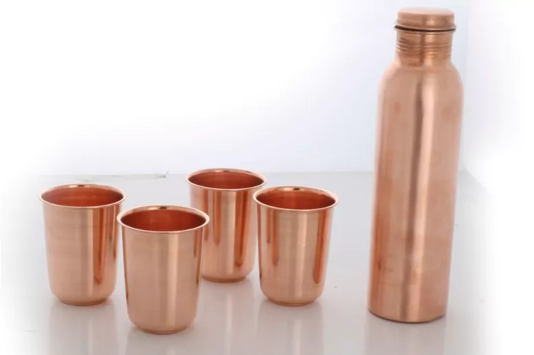 copper glass and bottle set