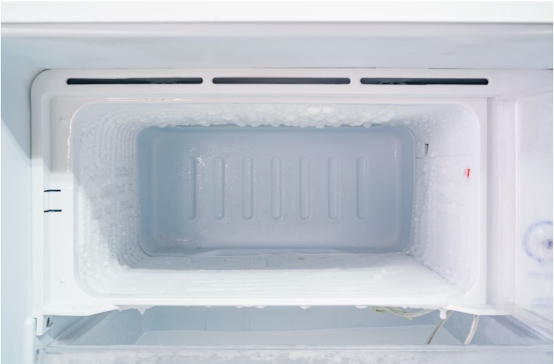 empty freezer of a refrigerator